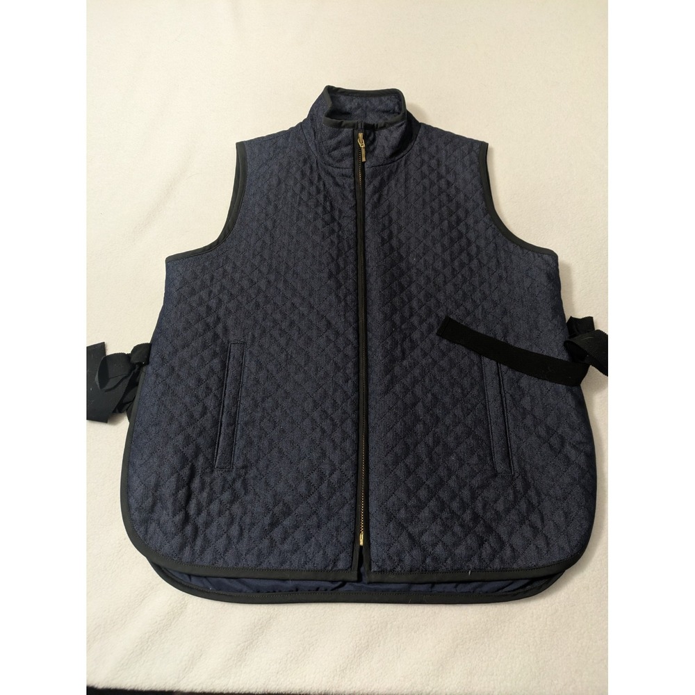 Sara Campbell Quilted Tie Side Vest‎ Navy Small Preppy Classic Blue Made In USA